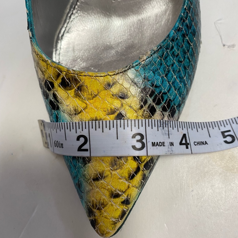 Y2K FREE LANCE Leather Multicolor Snakeskin Heels - Picture 13 of 16